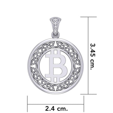 Celtic Bitcoin Sterling Silver Small Pendant TPD5864 - Jewelry